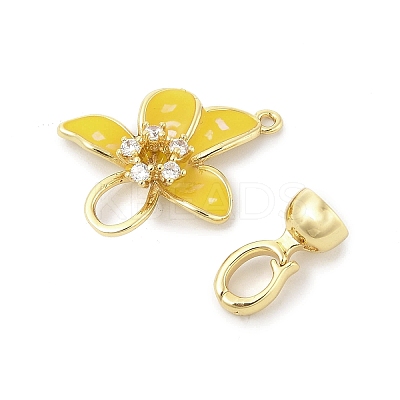 Brass Micro Pave Clear Cubic Zirconia Fold Over Clasps KK-U059-12G-1