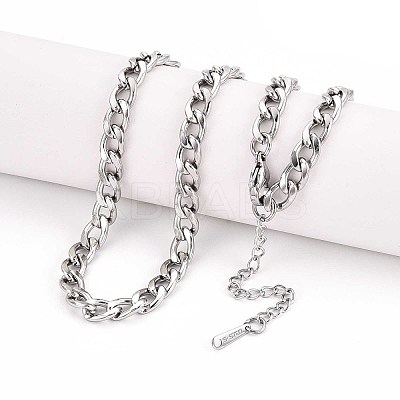 6MM 304 Stainless Steel Cuban Link Chain Necklaces NJEW-N058-11P-1