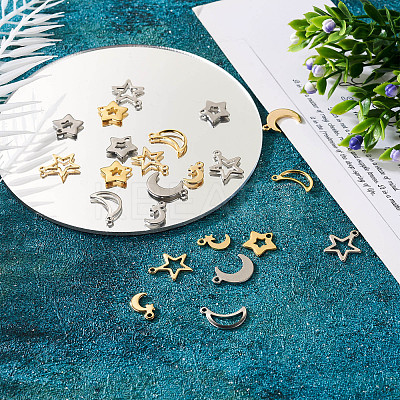 100Pcs 10 Style 304 Stainless Steel Charms STAS-PJ0001-39-1