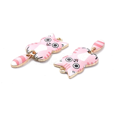 Light Gold Rack Plating Alloy Enamel Pendants ENAM-G210-01LG-05-1