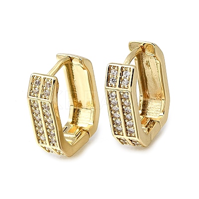 Brass Micro Pave Clear Cubic Zirconia Huggie Hoop Earrings EJEW-G473-09G-1