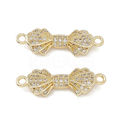 Brass Micro Pave Clear Cubic Zirconia Connector Charms KK-E068-VB394-1