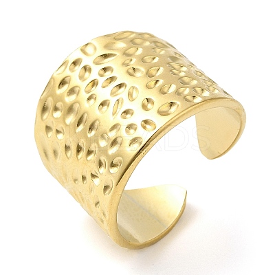304 Stainless Steel Grooved Open Cuff Ring for Women RJEW-I098-25G-1