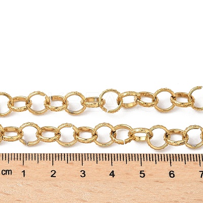 304 Stainless Steel Textured Rolo Chain Necklaces for Women NJEW-U050-01G-1