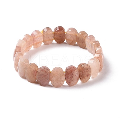 Natural Strawberry Quartz Oval Beaded Stretch Bracelet G-E010-01M-1