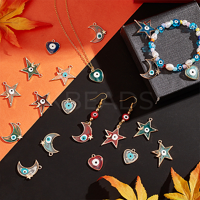 36Pcs 18 Style Alloy Enamel Pendants ENAM-CA0001-37-1