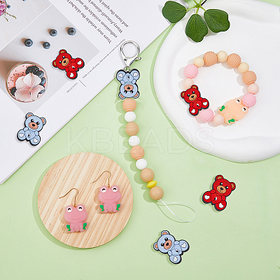 16Pcs 2 Colors Bear Food Grade Eco-Friendly Silicone Beads SIL-DC0001-23-1