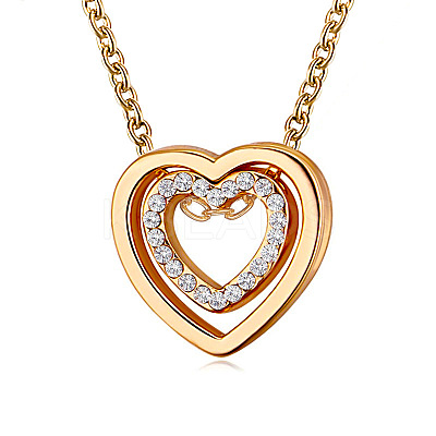 Alloy Crystal Rhinestone Hollow Heart Pendant Necklaces FS-WGA30FB-01-1