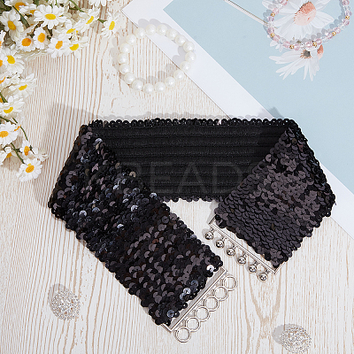 Sparkle Sequins Wide Elastic Dress Belts AJEW-WH20128-026P-01-1