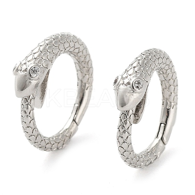Snake Rack Plating Brass with Cubic Zirconia Twister Clasp EJEW-Z031-01P-1