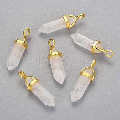 Natural Quartz Crystal Double Terminated Pointed Pendants G-G902-B23-1
