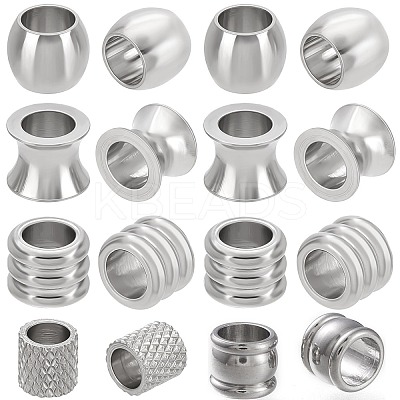 40Pcs 5 Styles 201 & 304 Stainless Steel European Beads STAS-BBC0001-98-1