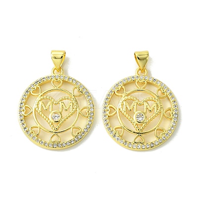 Mother's Day Brass Micro Pave Cubic Zirconia Pendants KK-H472-07G-05-1