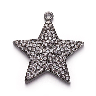 Brass Micro Pave Cubic Zirconia Pendants ZIRC-E158-02B-1