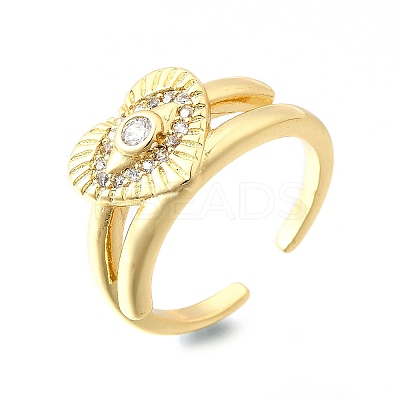 Brass Micro Pave Cubic Zirconia Cuff Rings for Women RJEW-F184-15G-1