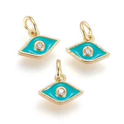 Brass Micro Pave Cubic Zirconia Charms ZIRC-G150-07G-04-1