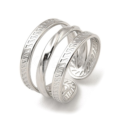 Non-Tarnish 304 Stainless Steel Open Cuff Rings RJEW-Z018-23P-1
