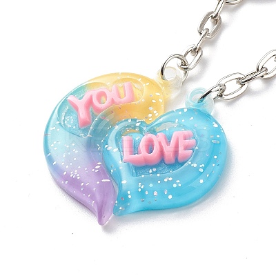2Pcs Valentine's Day Couple Heart Charm Keychain KEYC-JKC00393-1