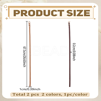 2Pcs 2 Colors PU Leather Thin Plain Chain Belt with Light Gold Alloy Buckles AJEW-LP0007-45A-1