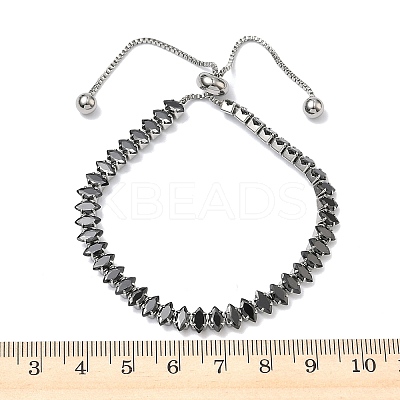 304 Stainless Steel Pave Horse Eye Jet Rhinestone Slider Bracelets for Women BJEW-G779-01P-1