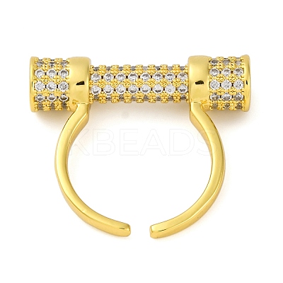 Rack Plating Brass Micro Pave Cubic Zirconia Cuff Rings for Women KK-M021-02G-01-1