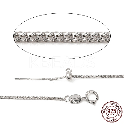 Anti-Tarnish Rhodium Plated 925 Sterling Silver Wheat Chains Necklace for Women STER-I021-04P-1