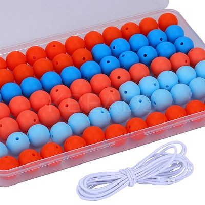 80Pcs 4 Style Round Silicone Focal Beads SIL-SZ0001-22L-1