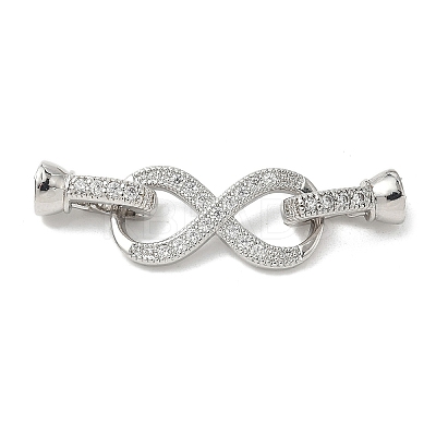 Brass Micro Pave Clear Cubic Zirconia Fold Over Clasps KK-U059-33P-1