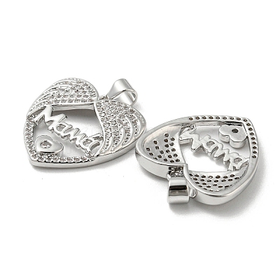 Mother's Day Theme Rack Plating Brass Micro Pave Cubic Zirconia Pendants KK-F869-20P-02-1