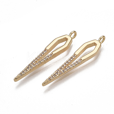Brass Micro Pave Cubic Zirconia Pendants KK-T038-385G-1