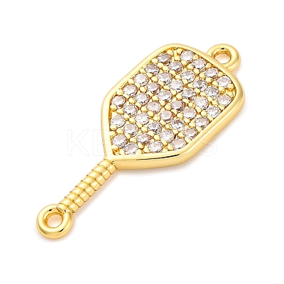 Brass Micro Pave Clear Cubic Zirconia Connector Charms KK-P288-01G-1