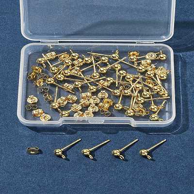 40Pcs 304 Stainless Steel Ball Post Stud Earring Findings STAS-FS0001-76G-1
