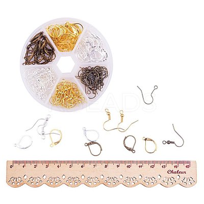 Multicolor Brass 15mm Leverback Earring Findings and 19mm Earring Hooks Sets for Jewelry Making KK-PH0015-06-1