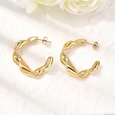 304 Stainless Steel Twist C-Shaped Stud Earrings EJEW-A139-01G-1