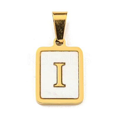 PVD Vacuum Plating 304 Stainless Steel Pave Natural White Shell Pendants STAS-S130-03G-I-1