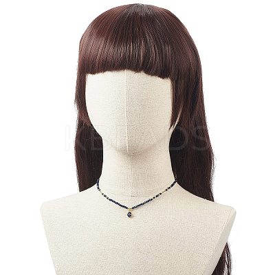 Cubic Zirconia Teardrop Pendant Necklace with Natural Kyanite Beaded Chains NJEW-JN04121-01-1