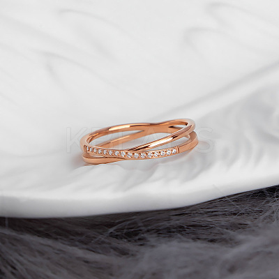 304 Stainless Steel Micro Pave Clear Cubic Zirconia Finger Rings for Women FS-WG1B662-03-1