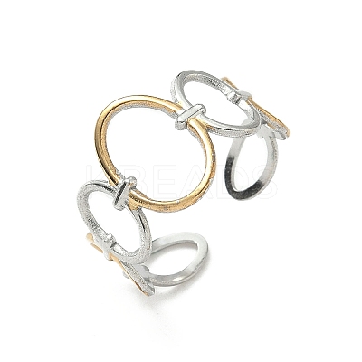 304 Stainless Steel Double Color Cuff Rings RJEW-S635-01GP-G-1