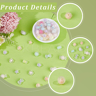 160Pcs 8 Styles Frosted Transparent Acrylic Beads OACR-PA0002-09-1