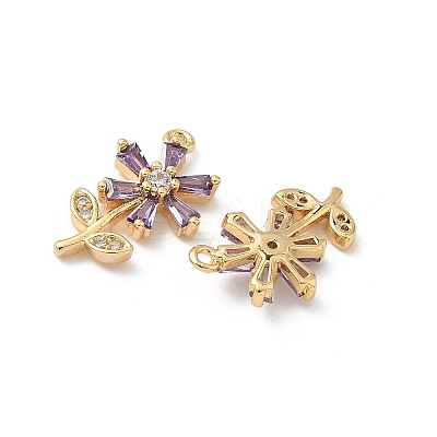 Brass Micro Pave Cubic Zirconia Pendants KK-C099-02G-01-1