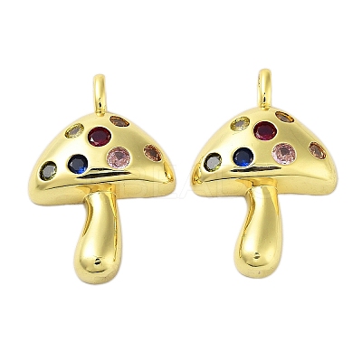 Rack Plating Brass Micro Pave Cubic Zirconia Pendants KK-A205-01G-01-1