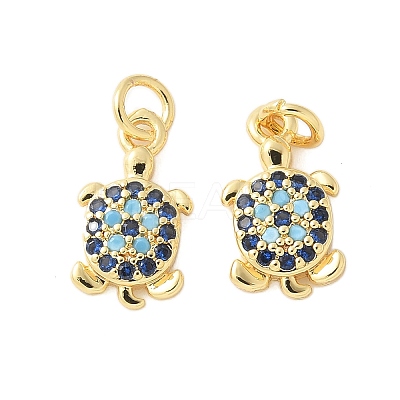 Brass Micro Pave Cubic Zirconia Charms KK-U056-44G-1
