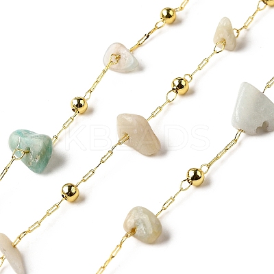 Handmade Natural Amazonite Chip Beaded Chains CHC-F020-09G-05-1