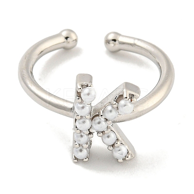 Rack Plating Brass Open Cuff Rings for Women RJEW-F162-01P-K-1