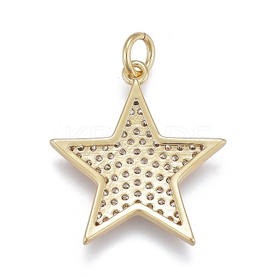 Brass Micro Pave Clear Cubic Zirconia Pendants X-ZIRC-M108-28-G-1