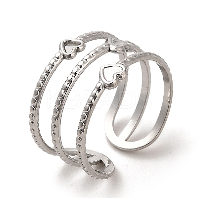 Non-Tarnish 304 Stainless Steel Open Cuff Ring for Women RJEW-Z015-07P-1