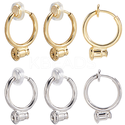20Pcs 2 Colors Brass Clip-on Hoop Earring Converters Findings KK-SP0002-53-1