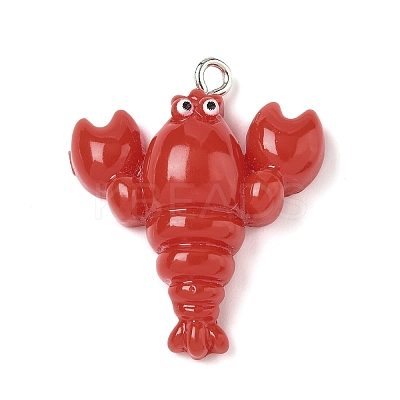 Opaque Resin Lobster Cray Pendants X-RESI-K023-04-1
