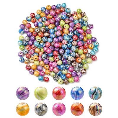 AB Color Wave Printed Acrylic Beads SACR-YW0001-48-1