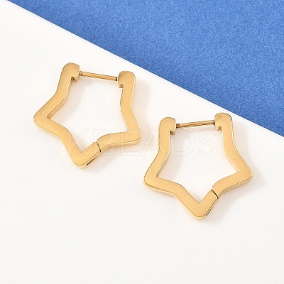 3304 Stainless Steel Star Hoop Earrings EJEW-P324-02G-1